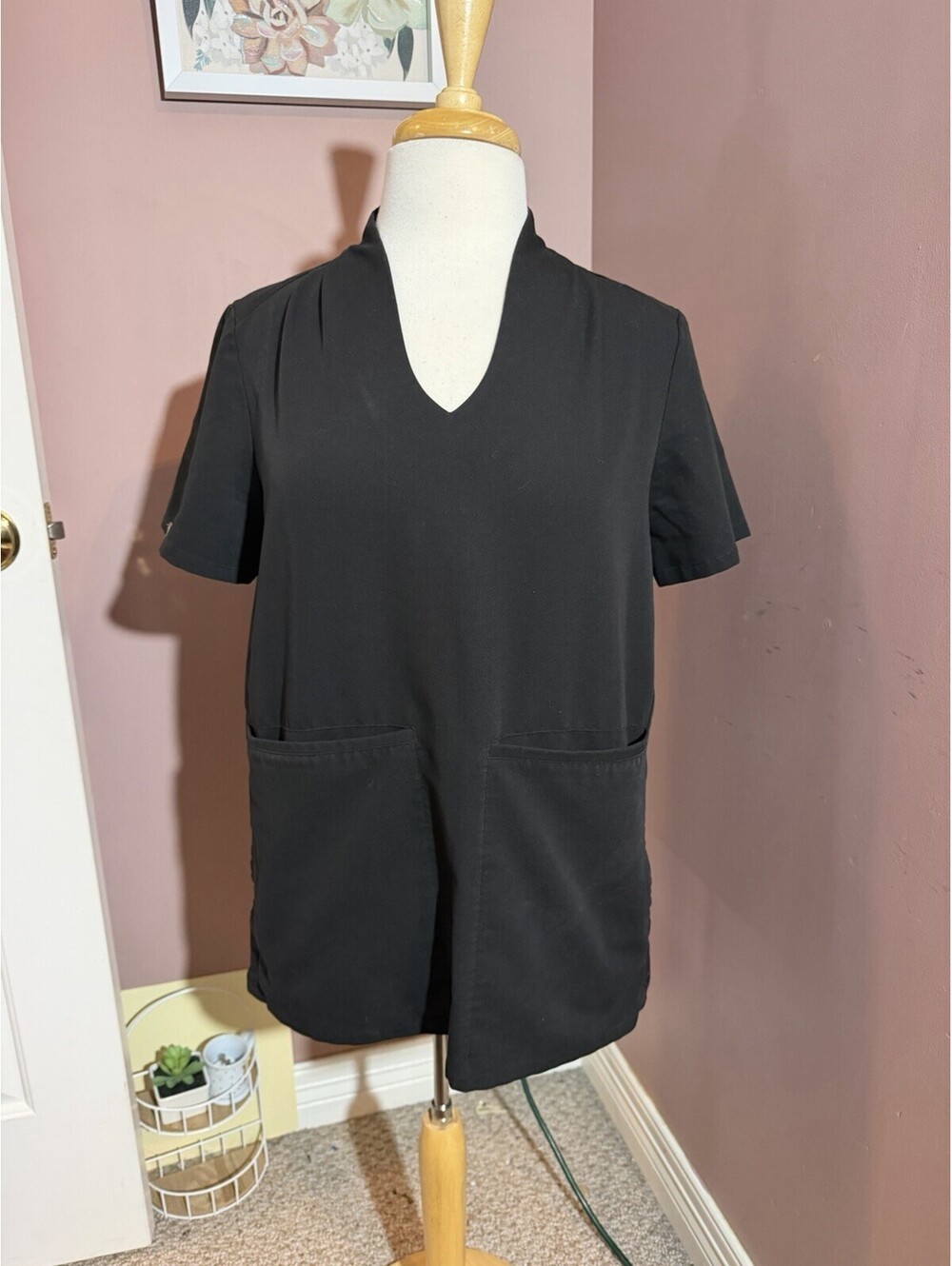 Figs Banepa Scrub Top Womens Small Oversized PO 1286 Black W18SW1008